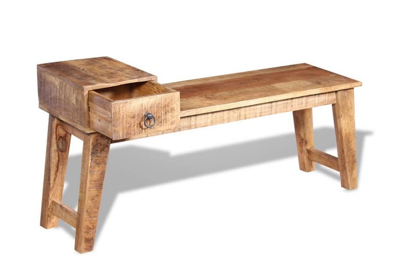 Bänk med låda massivt mangoträ 120x36x60 cm - Brun - Möbler - Vardagsrum - Stolar & sittmöbler - Sittbänk