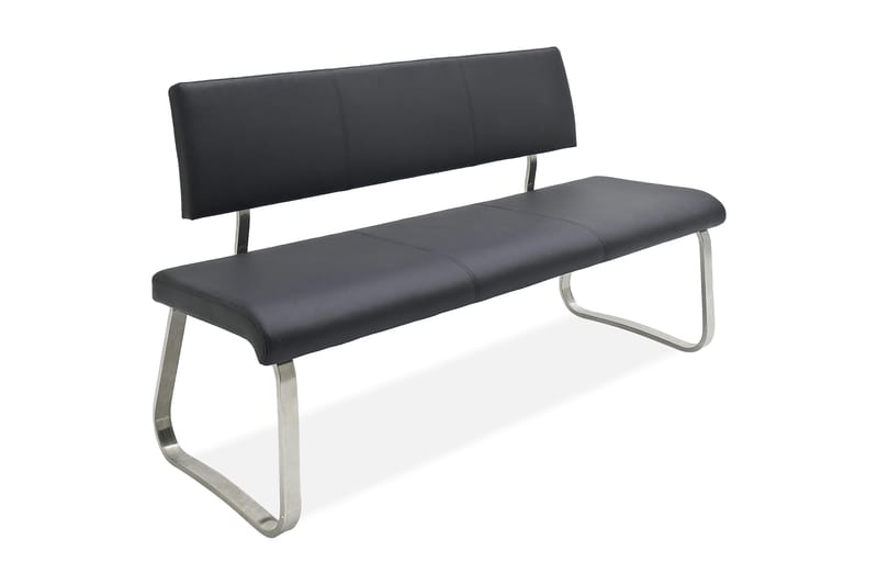 ARCO Sittbänk 155 Borstat Stål/Svart Läder - Möbler - Vardagsrum - Stolar & sittmöbler - Sittbänk - Bänk med ryggstöd
