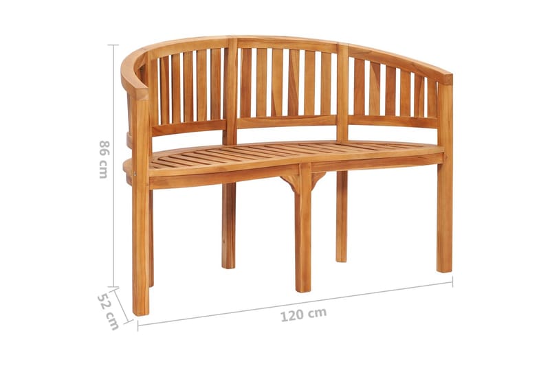 Bananbänk 120 cm massiv teak - Brun - Möbler - Vardagsrum - Stolar & sittmöbler - Sittbänk - Bänk med ryggstöd