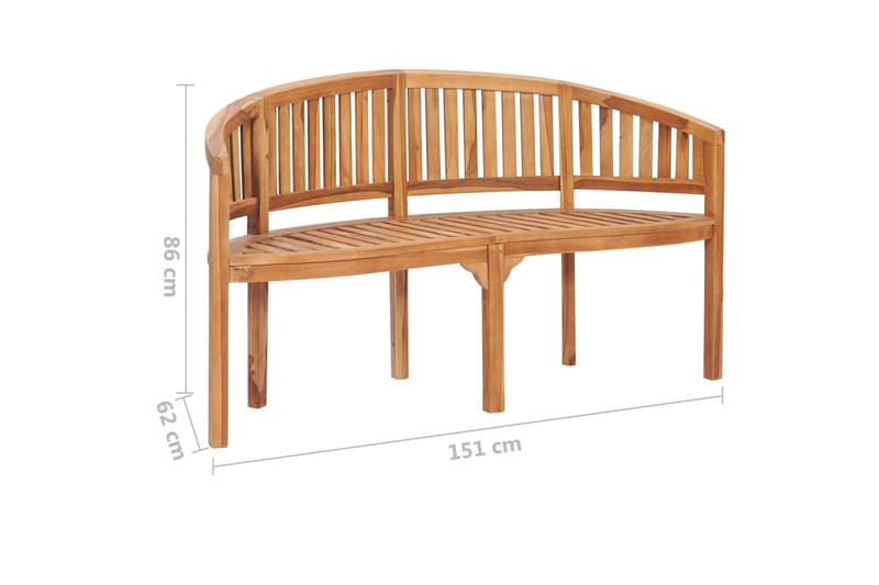 Bananbänk 151 cm massiv teak - Brun - Möbler - Vardagsrum - Stolar & sittmöbler - Sittbänk - Bänk med ryggstöd