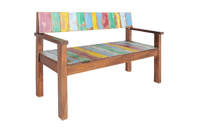 Bänk 115 cm massivt återvunnet trä - Flerfärgad - Möbler - Vardagsrum - Stolar & sittmöbler - Sittbänk - Bänk med ryggstöd