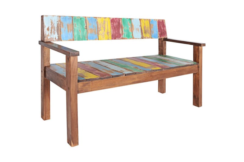 Bänk 115 cm massivt återvunnet trä - Flerfärgad - Möbler - Vardagsrum - Stolar & sittmöbler - Sittbänk - Bänk med ryggstöd