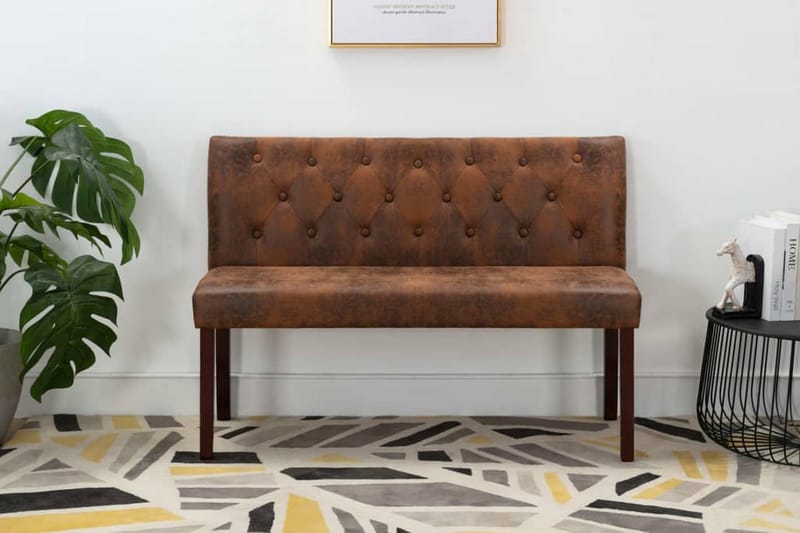 Bänk 120 cm konstmocka brun - Brun - Möbler - Vardagsrum - Stolar & sittmöbler - Sittbänk - Bänk med ryggstöd