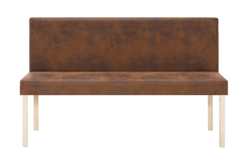 Bänk 139,5 cm konstmocka brun - Brun - Bänk med ryggstöd