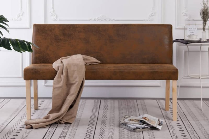 Bänk 139,5 cm konstmocka brun - Brun - Möbler - Vardagsrum - Stolar & sittmöbler - Sittbänk - Bänk med ryggstöd