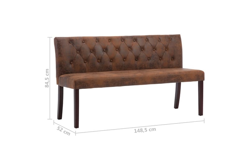 Bänk 148,5 cm konstmocka brun - Brun - Möbler - Vardagsrum - Stolar & sittmöbler - Sittbänk - Bänk med ryggstöd