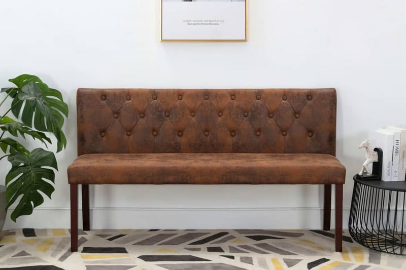 Bänk 148,5 cm konstmocka brun - Brun - Möbler - Vardagsrum - Stolar & sittmöbler - Sittbänk - Bänk med ryggstöd