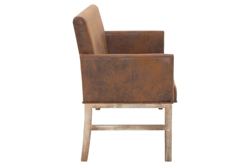 Bänk med armstöd 140 cm brun konstmocka - Brun - Möbler - Vardagsrum - Stolar & sittmöbler - Sittbänk - Bänk med ryggstöd