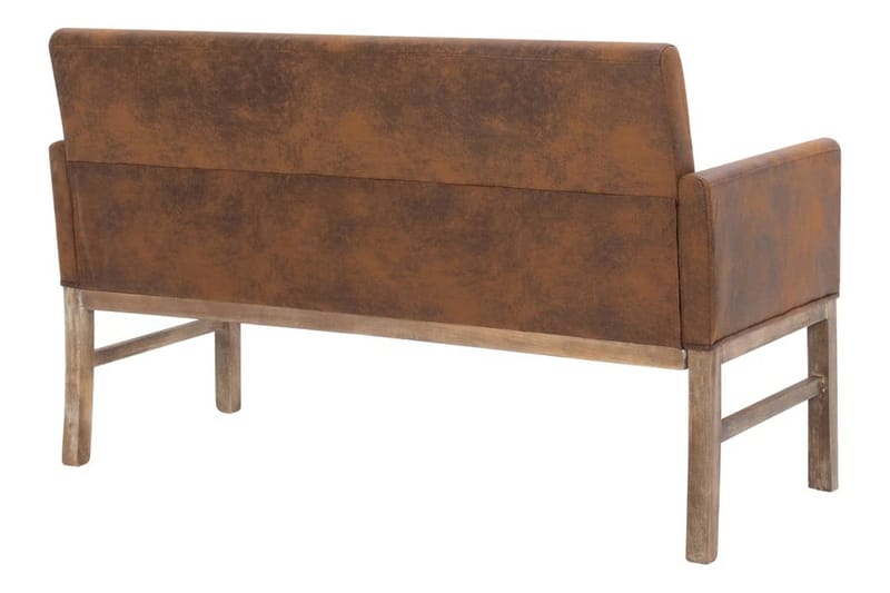Bänk med armstöd 140 cm brun konstmocka - Brun - Möbler - Vardagsrum - Stolar & sittmöbler - Sittbänk - Bänk med ryggstöd