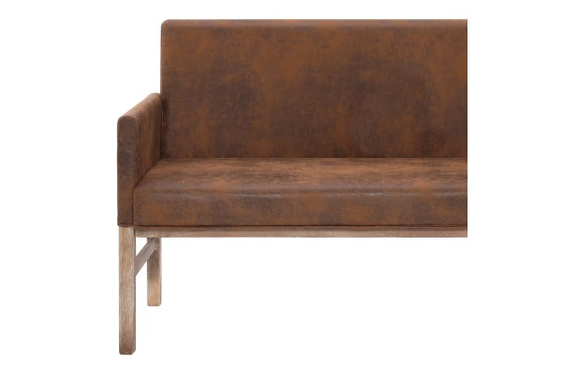 Bänk med armstöd 140 cm brun konstmocka - Brun - Möbler - Vardagsrum - Stolar & sittmöbler - Sittbänk - Bänk med ryggstöd