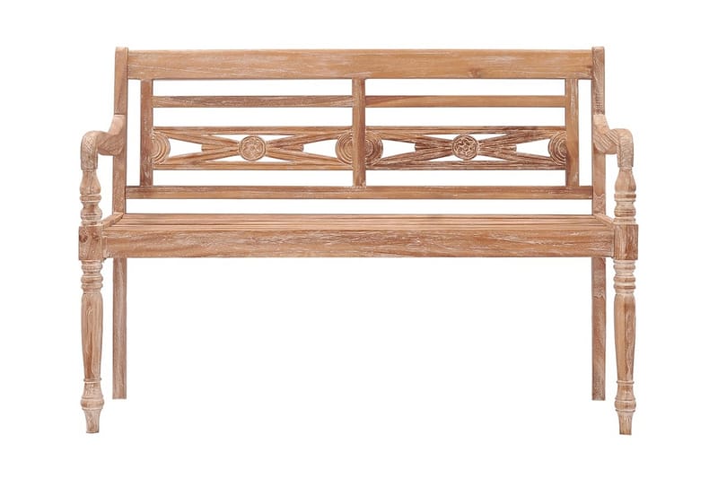 Bataviabänk 120 cm vitkalkad finish massiv teak - Brun - Möbler - Vardagsrum - Stolar & sittmöbler - Sittbänk - Bänk med ryggstöd