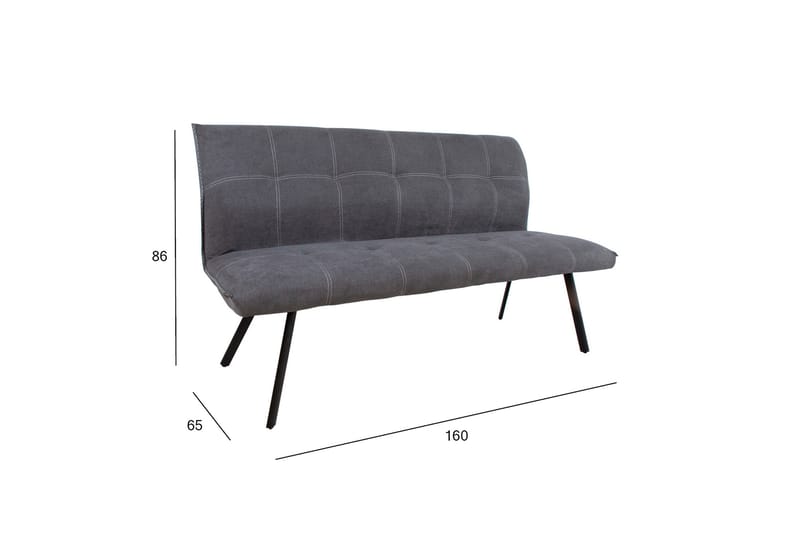 EDDY Soffa 160 cm Grå - Möbler - Vardagsrum - Stolar & sittmöbler - Sittbänk - Bänk med ryggstöd