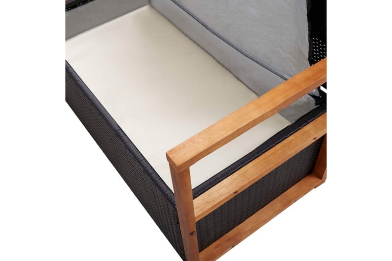 Förvaringsbänk 110 cm konstrotting och massivt akaciaträ - Svart - Möbler - Vardagsrum - Stolar & sittmöbler - Sittbänk - Bänk med ryggstöd