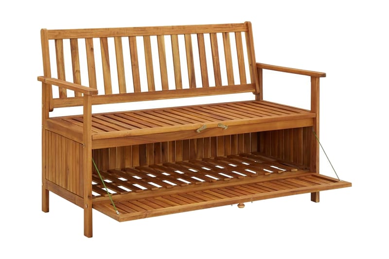 Förvaringsbänk 120 cm massivt akaciaträ - Brun - Möbler - Vardagsrum - Stolar & sittmöbler - Sittbänk - Bänk med ryggstöd