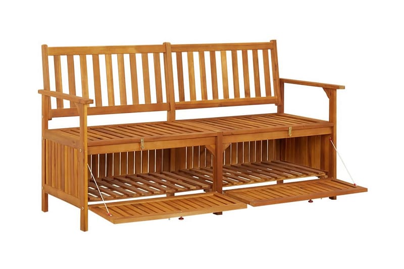 Förvaringsbänk 148 cm massivt akaciaträ - Brun - Möbler - Vardagsrum - Stolar & sittmöbler - Sittbänk - Bänk med ryggstöd