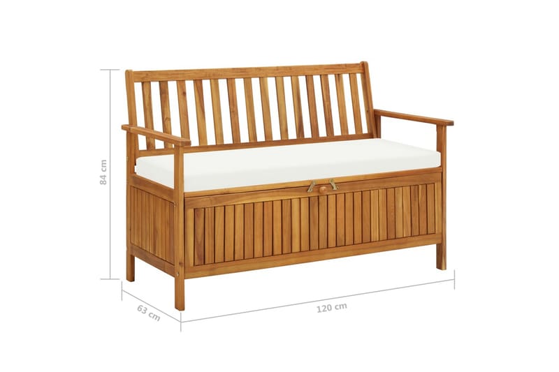 Förvaringsbänk för trädgården akaciaträ 120x63x84 cm - Brun - Möbler - Vardagsrum - Stolar & sittmöbler - Sittbänk - Bänk med ryggstöd