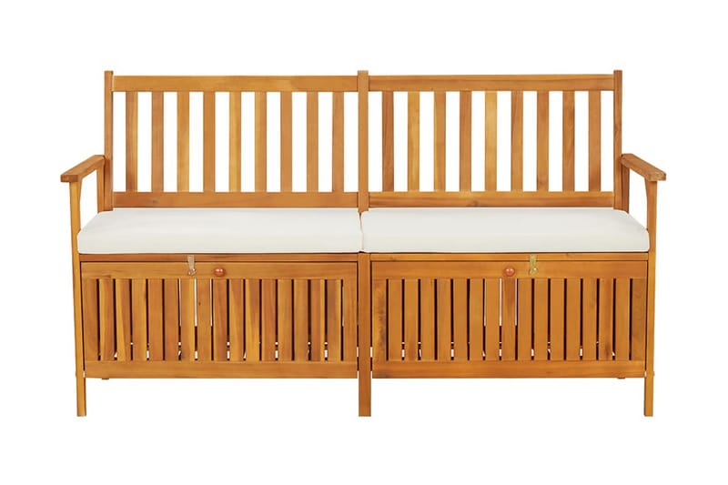 Förvaringsbänk med dyna 148 cm massivt akaciaträ - Brun - Möbler - Vardagsrum - Stolar & sittmöbler - Sittbänk - Bänk med ryggstöd
