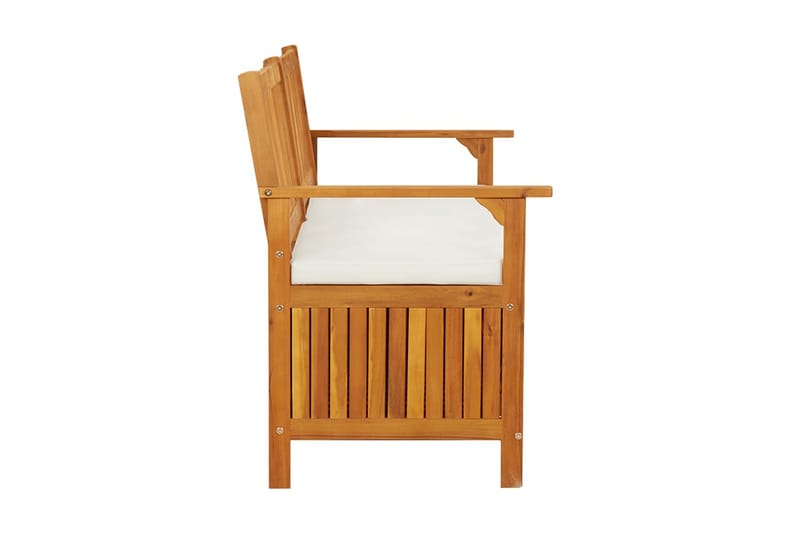 Förvaringsbänk med dyna 148 cm massivt akaciaträ - Brun - Möbler - Vardagsrum - Stolar & sittmöbler - Sittbänk - Bänk med ryggstöd