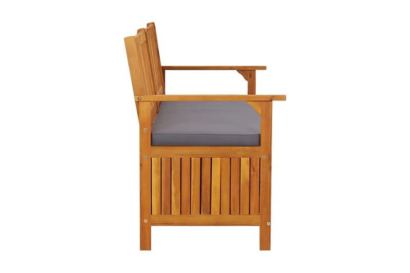 Förvaringsbänk med dyna 148 cm massivt akaciaträ - Grå - Möbler - Vardagsrum - Stolar & sittmöbler - Sittbänk - Bänk med ryggstöd