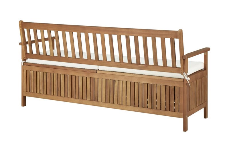Förvaringsbänk med dyna 170 cm massivt akaciaträ - Brun - Möbler - Vardagsrum - Stolar & sittmöbler - Sittbänk - Bänk med ryggstöd