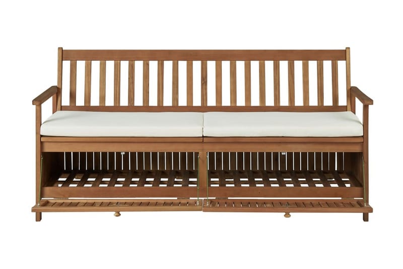 Förvaringsbänk med dyna 170 cm massivt akaciaträ - Brun - Möbler - Vardagsrum - Stolar & sittmöbler - Sittbänk - Bänk med ryggstöd