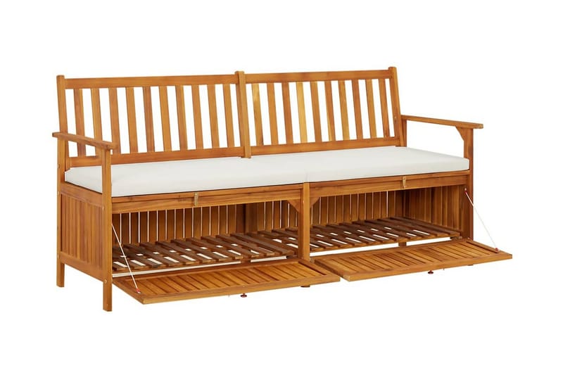 Förvaringsbänk med dyna 170 cm massivt akaciaträ - Brun - Möbler - Vardagsrum - Stolar & sittmöbler - Sittbänk - Bänk med ryggstöd