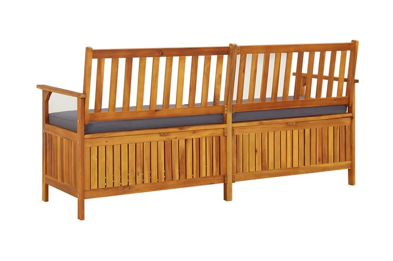 Förvaringsbänk med dyna 170 cm massivt akaciaträ - Grå - Möbler - Vardagsrum - Stolar & sittmöbler - Sittbänk - Bänk med ryggstöd