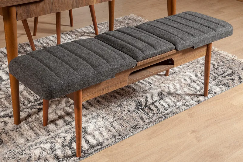 Idehult Bänk 51 cm - Valnöt/Antracit - Möbler - Vardagsrum - Stolar & sittmöbler - Sittbänk - Bänk med ryggstöd