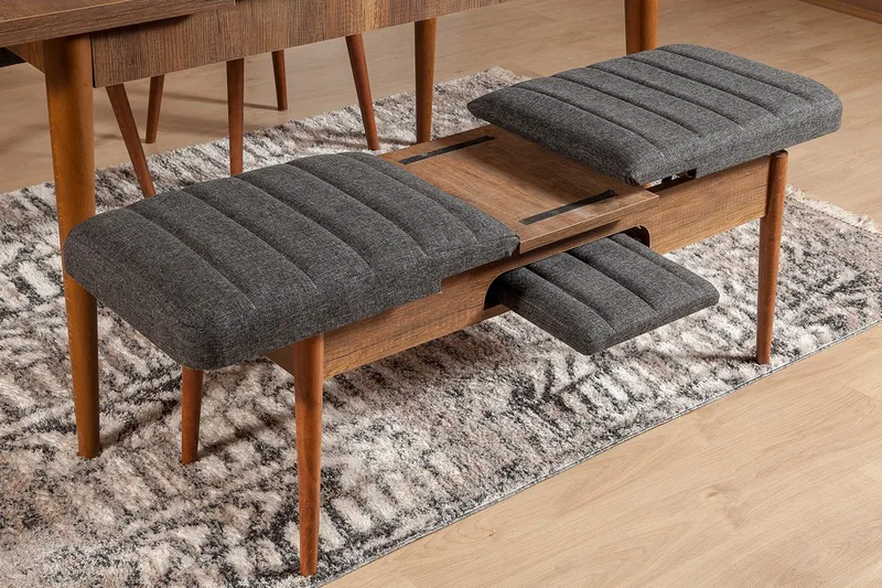 Idehult Bänk 51 cm - Valnöt/Antracit - Möbler - Vardagsrum - Stolar & sittmöbler - Sittbänk - Bänk med ryggstöd