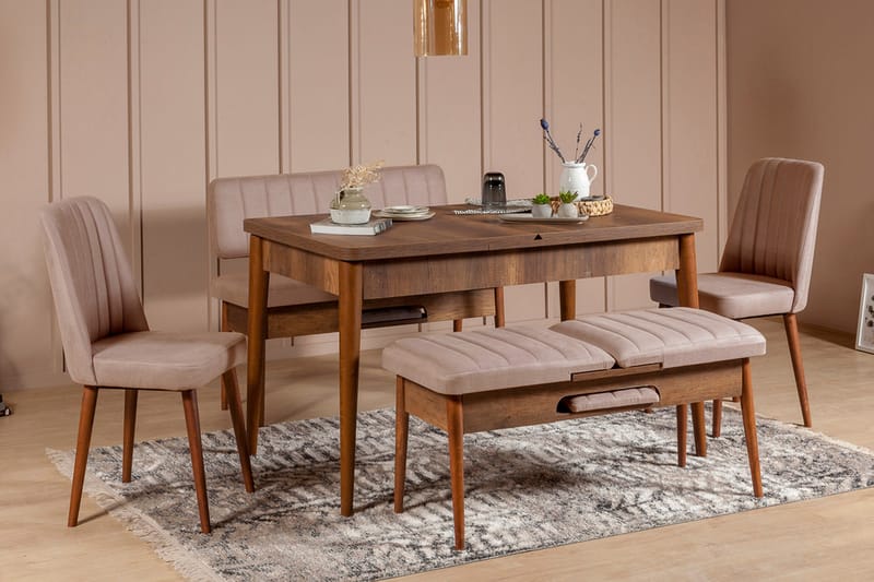 MUNDIN Sittbänk 110 cm Mörkbrun/Grå - Mörkbrun/Grå - Möbler - Vardagsrum - Stolar & sittmöbler - Sittbänk - Bänk med ryggstöd