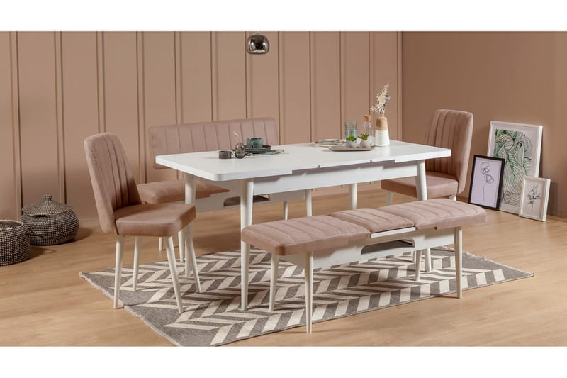 MUNDIN Sittbänk 110 cm Vit/Grå - Vit/Grå - Möbler - Vardagsrum - Stolar & sittmöbler - Sittbänk - Bänk med ryggstöd