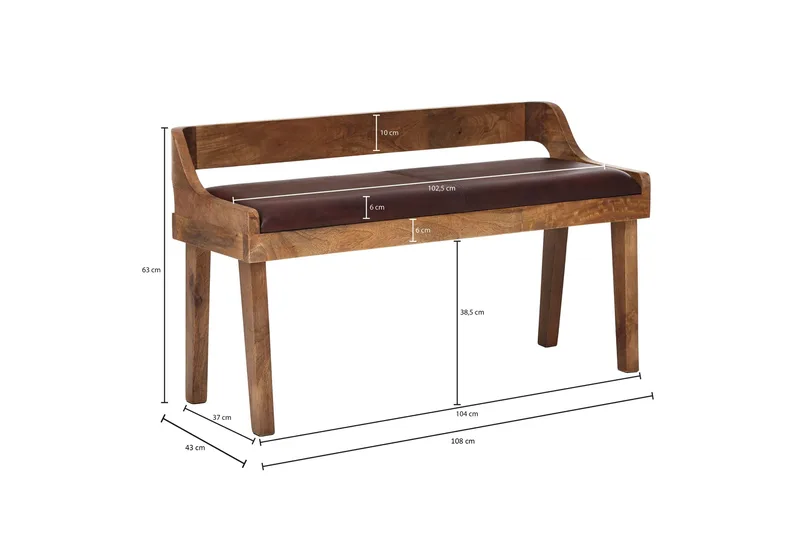 Shontrell Sittbänk - Brun - Möbler - Vardagsrum - Stolar & sittmöbler - Sittbänk - Bänk med ryggstöd
