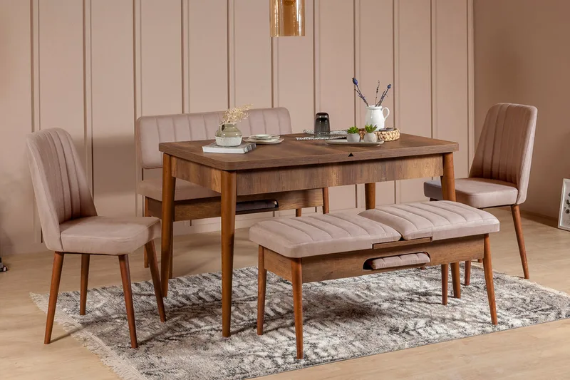 Valsot Sittbänk 110 cm - Mörkbrun/Grå - Möbler - Vardagsrum - Stolar & sittmöbler - Sittbänk - Bänk med ryggstöd