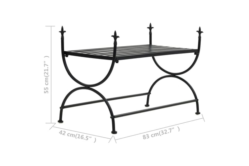 Bänk vintage stil metall 83x42x55 cm svart - Svart - Möbler - Vardagsrum - Stolar & sittmöbler - Sittbänk