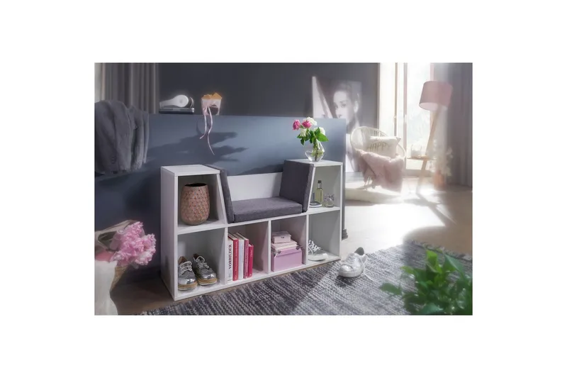 Bänk Wohnling Melaminbelagd spånskiva Klädd sittplats Förvaringsutrymme Modern - Möbler - Vardagsrum - Stolar & sittmöbler - Sittbänk - Bänk med ryggstöd