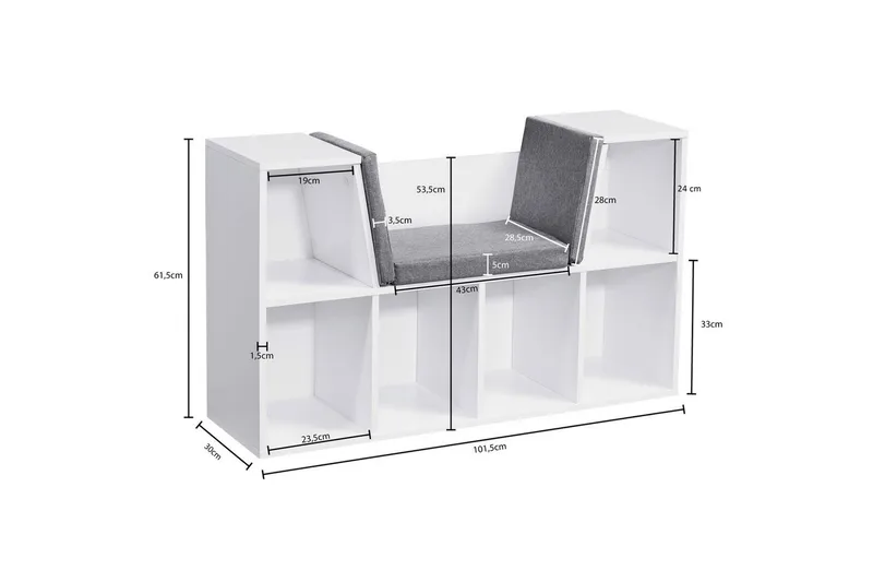 Bänk Wohnling Melaminbelagd spånskiva Klädd sittplats Förvaringsutrymme Modern - Möbler - Vardagsrum - Stolar & sittmöbler - Sittbänk - Bänk med ryggstöd