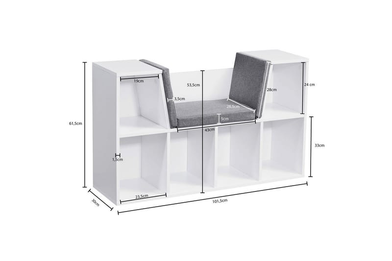 Bänk Wohnling Melaminbelagd spånskiva Klädd sittplats Förvaringsutrymme Modern - Möbler - Vardagsrum - Stolar & sittmöbler - Sittbänk - Bänk med ryggstöd