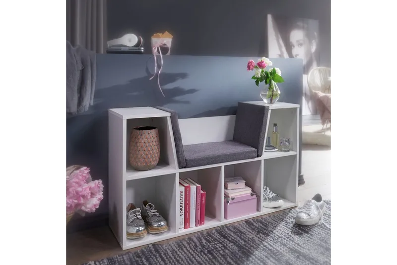 Bänk Wohnling Melaminbelagd spånskiva Klädd sittplats Förvaringsutrymme Modern - Möbler - Vardagsrum - Stolar & sittmöbler - Sittbänk - Bänk med ryggstöd