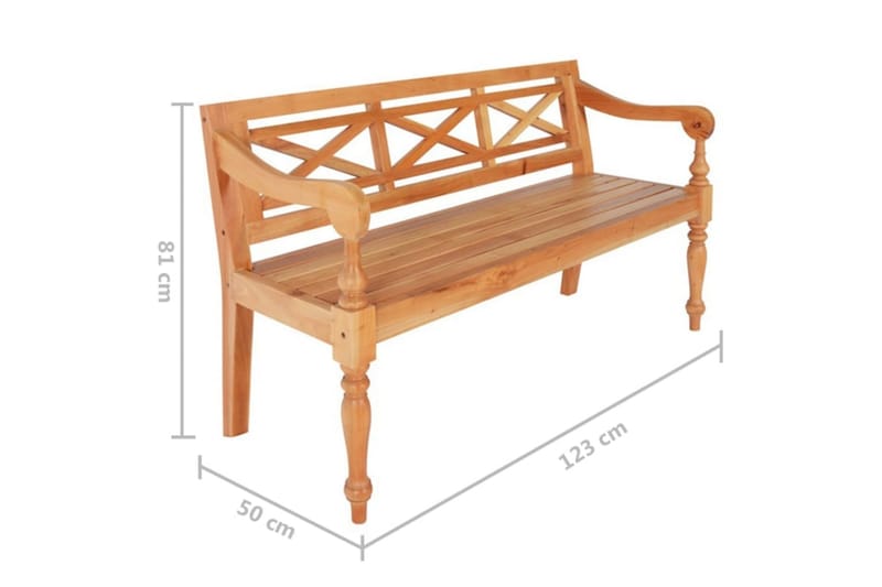 Bataviabänk 123 cm massiv mahogny ljusbrun - Ljusbrun - Möbler - Vardagsrum - Stolar & sittmöbler - Sittbänk - Bänk med ryggstöd