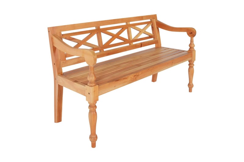 Bataviabänk 123 cm massiv mahogny ljusbrun - Ljusbrun - Möbler - Vardagsrum - Stolar & sittmöbler - Sittbänk - Bänk med ryggstöd