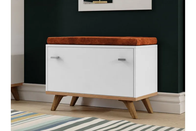Cheshunt Sittbänk med förvaring - Vit/Ek - Möbler - Vardagsrum - Stolar & sittmöbler - Sittbänk
