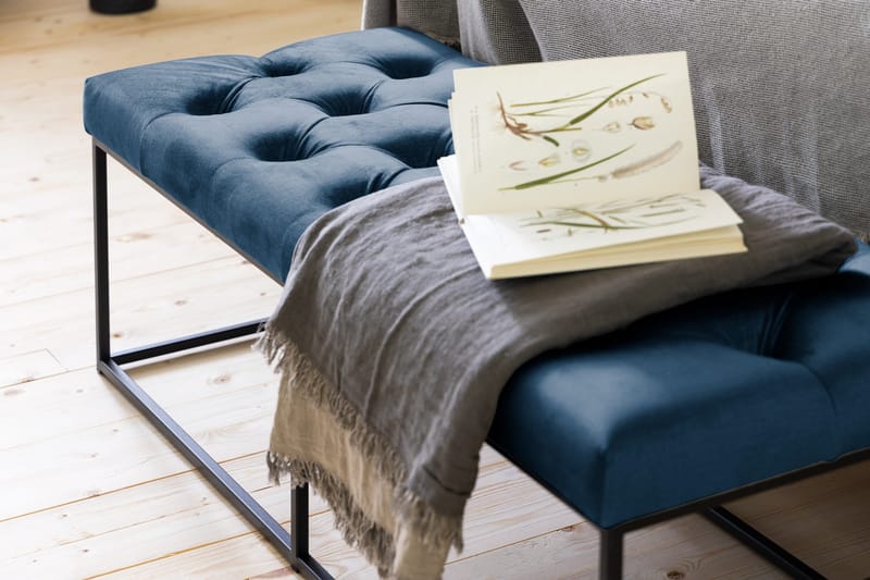Ella Sittbänk 120cm Djuphäftad - Blå/Sammet - Möbler - Vardagsrum - Stolar & sittmöbler - Sittbänk