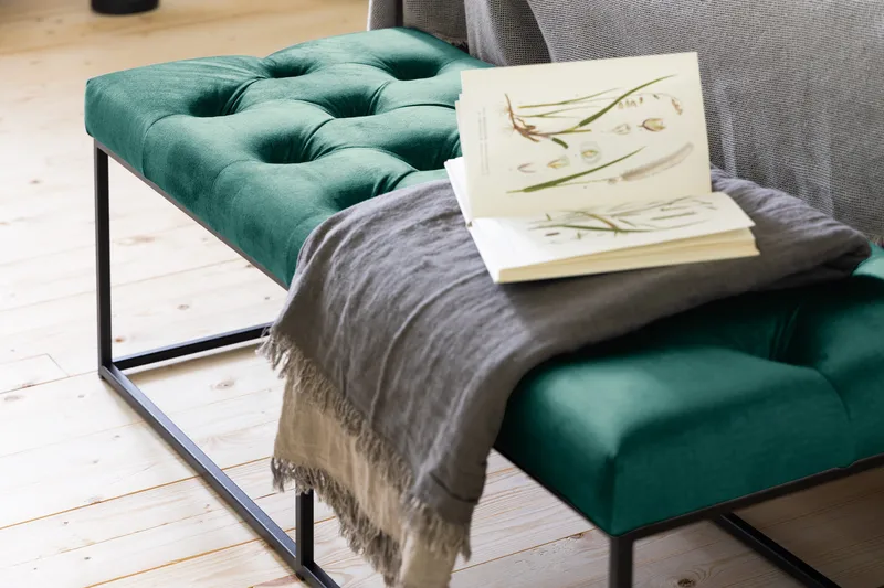 Ella Sittbänk 120cm Djuphäftad - Grön/Sammet - Möbler - Vardagsrum - Stolar & sittmöbler - Sittbänk