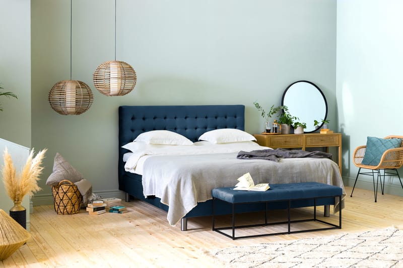 Ella Sittbänk 120cm Rutig - Blå/Sammet - Möbler - Vardagsrum - Stolar & sittmöbler - Sittbänk