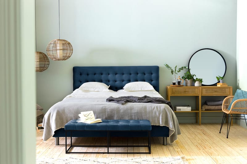 Ella Sittbänk 120cm Rutig - Blå/Sammet - Möbler - Vardagsrum - Stolar & sittmöbler - Sittbänk