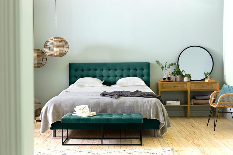 Ella Sittbänk 120cm Rutig - Grön/Sammet - Möbler - Vardagsrum - Stolar & sittmöbler - Sittbänk
