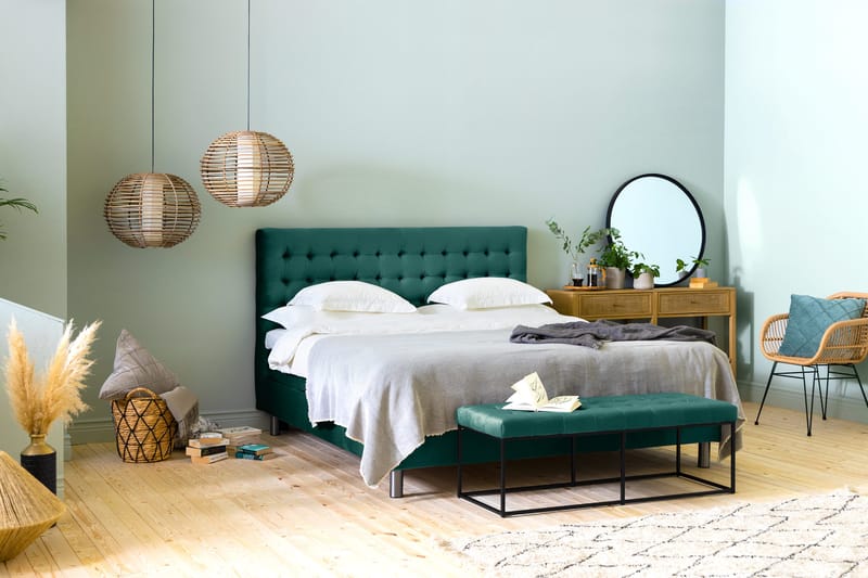 Ella Sittbänk 120cm Rutig - Grön/Sammet - Möbler - Vardagsrum - Stolar & sittmöbler - Sittbänk