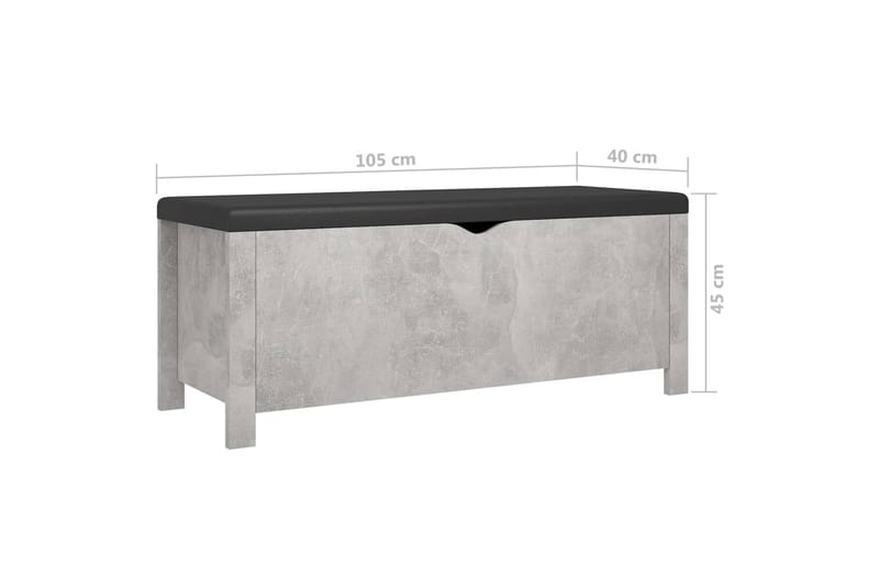 Förvaringsbänk med dyna betonggrå 105x40x45 cm spånskiva - Grå - Möbler - Vardagsrum - Stolar & sittmöbler - Sittbänk
