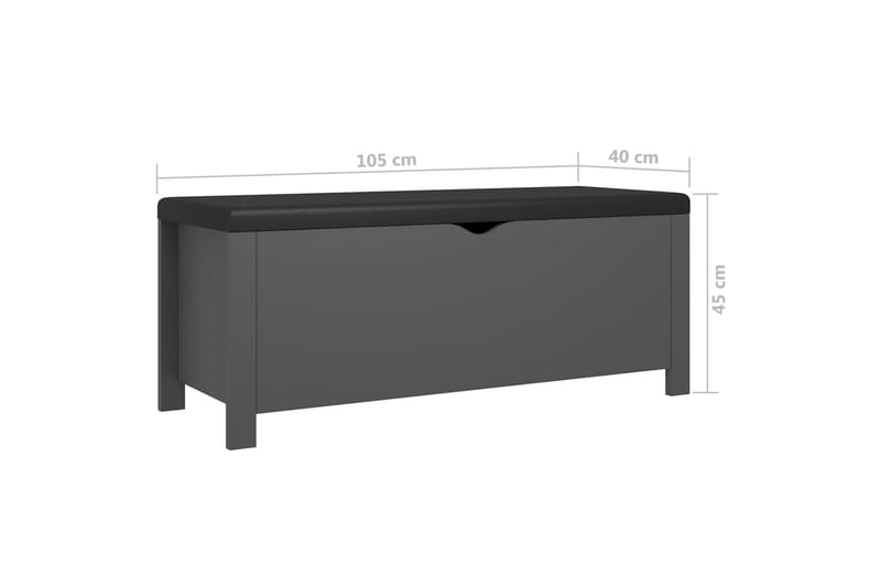 Förvaringsbänk med dyna grå 105x40x45 cm spånskiva - Grå - Möbler - Vardagsrum - Stolar & sittmöbler - Sittbänk