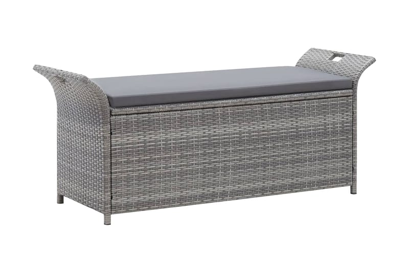 Förvaringsbänk med dyna grå 138 cm konstrotting - Grå - Möbler - Vardagsrum - Stolar & sittmöbler - Sittbänk